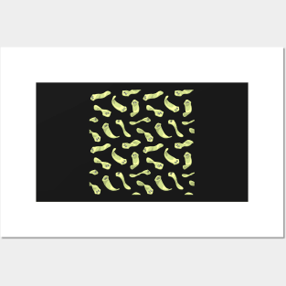 Planarians Pattern in Green Posters and Art